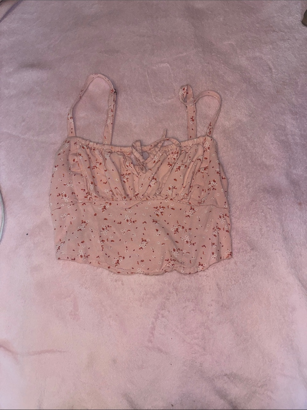 Aeropostale Floral Tie-Front Pink Crop Tank Top